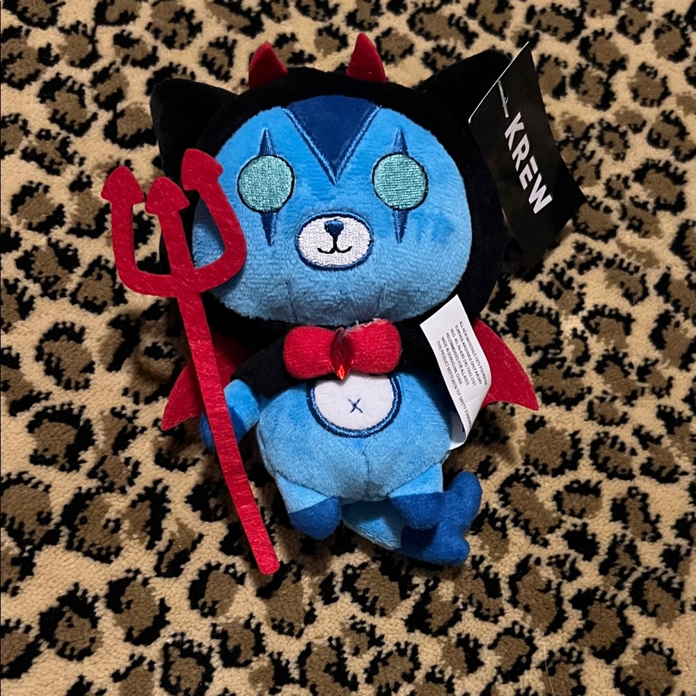 KREW Districk Funneh Blue and Red Devil Plush Toy Keychain